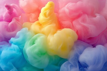 Aufkleber - Colorful cotton candy in vibrant pastel hues creates a dreamy, whimsical atmosphere at a fair or carnival