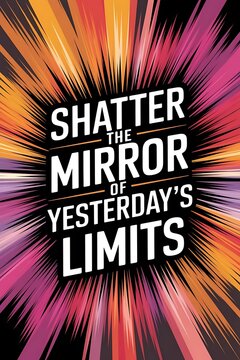 Shatter the mirror of yesterday’s limits. Typography and Colorful Background Motivational Quote T-shirt Design Illustration