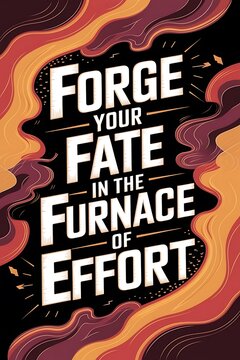 Forge your fate in the furnace of effort. Typography and Colorful Background Motivational Quote T-shirt Design Illustration