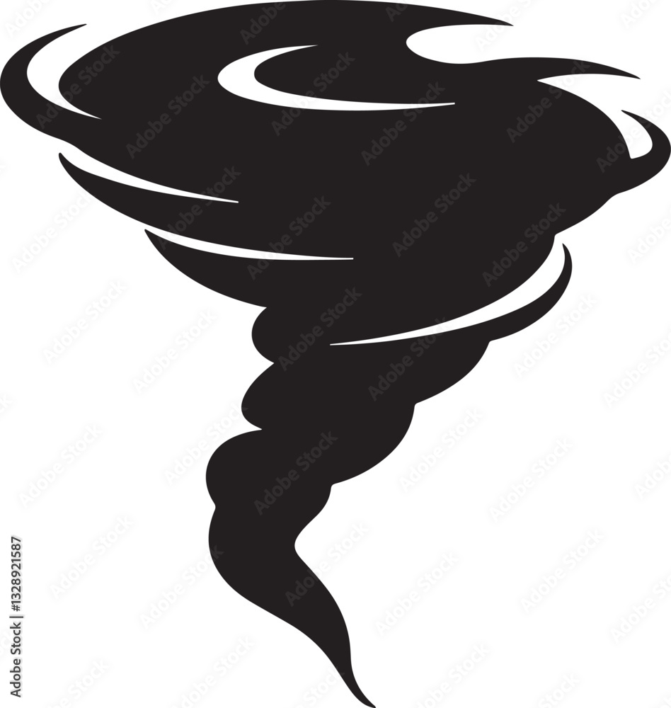 tornado silhouette, black and white silhouette, vector and illustration ...