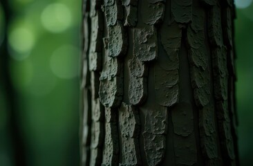Aufkleber - Exploration of textured tree bark in a serene forest environment
