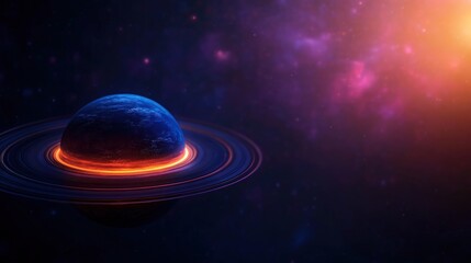 Wall Mural - Planet with ring in deep space