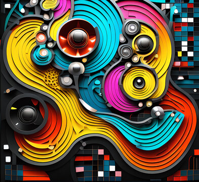 abstract liquid background with popup composition in multicolored. trendy illustration artwork for poster layout, slide presentation, cover, invitation, etc.generative ai