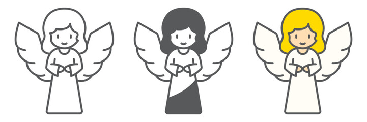 Aufkleber - angel icon collection, easter and holiday, little girl with wings vector icon set, vector graphics, 