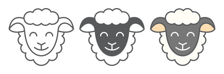 Aufkleber - sheep icon collection, easter and animal, sheep head vector icon set, vector graphics, editable stro