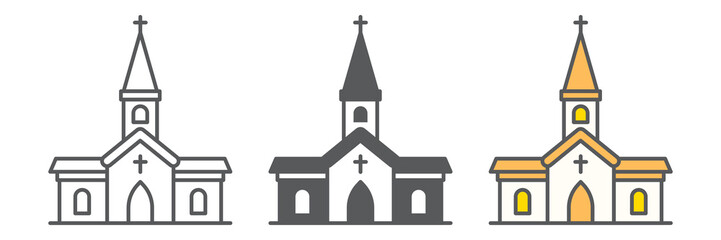 Aufkleber - church icon collection, easter and building, chapel vector icon set, vector graphics, editable strok
