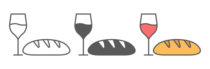 Aufkleber - wine and bread icon collection, easter and food, communion vector icon set, vector graphics, editabl