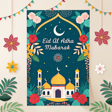 Eid Al Adha Mubarak Banner Illustration Design Template