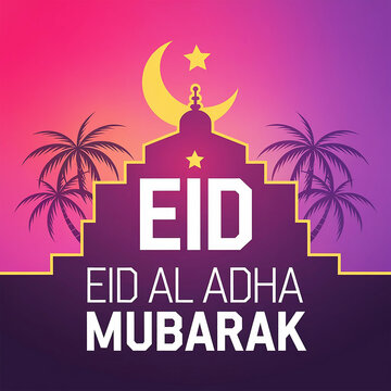 Eid Al Adha Mubarak Banner Illustration Design Template