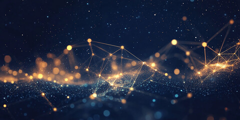 Wall Mural - abstract technology and data network with glowing dots and lines
