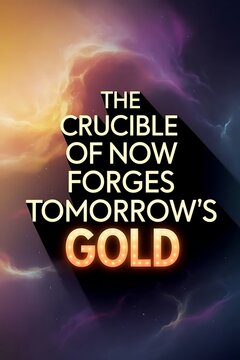 The crucible of now forges tomorrow’s gold. Typography and Colorful Background Motivational Quote T-shirt Design Illustration