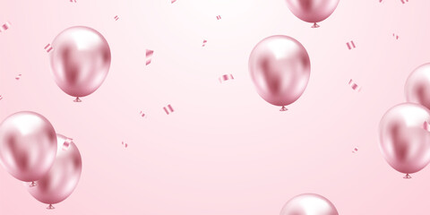 Wall Mural - 3d pink balloon design background beautiful banner illustration vector template