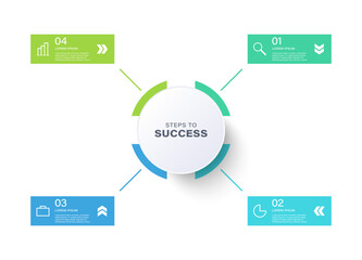 Poster - business infographic design template with 4 steps and icons. steps to success