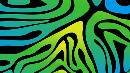 Poster - Abstract curved lines background green, yellow Abstract wave line pattern texture