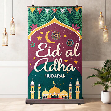 Eid Al Adha Mubarak Banner Illustration Design Template