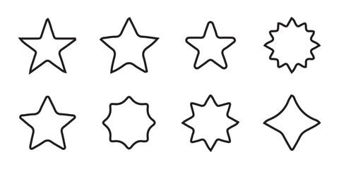 Black star icon vector. Retro futuristic sparkle icons collection. Sparkle symbol collection set. Bright sparkle, star sparkle, shiny flash star. Vector illustration eps 10