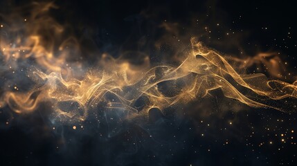 Poster - Abstract background of a swirling gold light and particles.