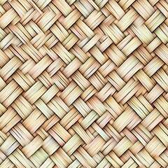 Poster - Soft Detailed Rattan Weave Light Pastel Seamless Pattern Design for Textiles