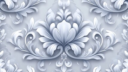 Wall Mural - elegant white floral pattern with intricate swirls, elegant white floral pattern with intricate swir