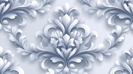 Wall Mural - elegant white floral pattern with intricate swirls, elegant white floral pattern with intricate swir