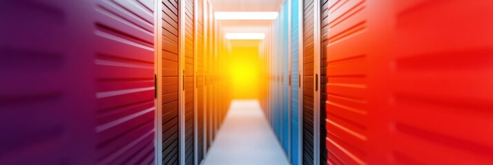 Aufkleber - Vibrant Data Center Innovation Immersive Tech Infrastructure with Gradient Color Dynamics - Next-Gen Digital Transformation and Cloud Performance Visualization