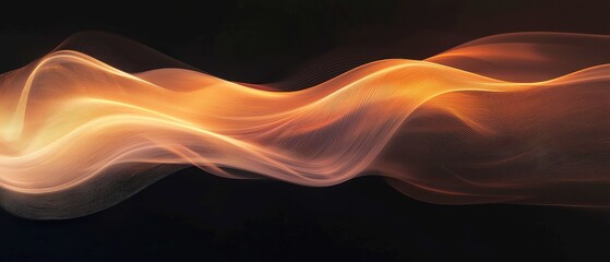 Poster - Vibrant Neon Gradient Flow with Grainy Texture, Smooth Transitions from Copper to Cream on Black Background, Soft Glow and Gentle Waves, Modern Minimalist Aesthetic