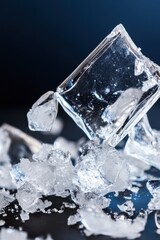 Aufkleber - Crystalline Moments Avant-Garde Ice Exploring Geometric Textures in Minimalist Design - High-Resolution Artistic Visualization of Winters Microscopic Beauty