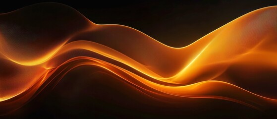 Poster - Vibrant Neon Gradient Flow, Abstract wave of amber to espresso on deep black, smooth transitions, grainy texture, soft diffusion, modern minimalist aesthetic, glowing effect