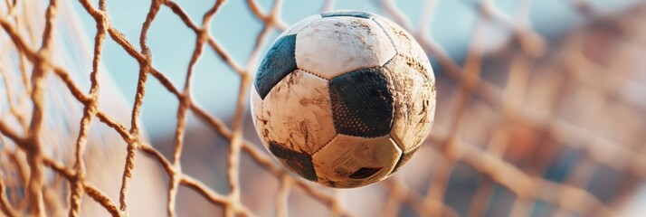 Poster - Dynamic Soccer Moment Vintage-Inspired Football Aesthetic Capturing Athletic Performance and Nostalgic Sports Marketing Visual Storytelling