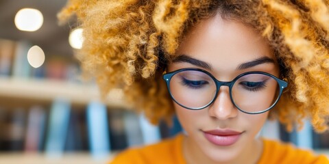 Poster - Mindful Learning Aesthetic Gen Z Student Embracing Focused Study with Stylish Blue Eyewear in Contemporary Academic Space - Productivity and Wellness Content
