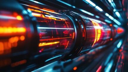Poster - A futuristic pulse technology system used in a high-speed train, ensuring smooth and efficient travel with minimal friction