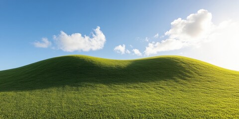 Poster - Serene Minimalist Landscape Immaculate Green Rolling Hills Under Soft Azure Sky - Eco-Conscious Design Inspiration for Wellness and Sustainable Branding Experiences