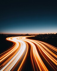 Fototapete - Futuristic Urban Mobility Dynamic Light Trails Revealing Next-Gen Smart City Infrastructure - Innovative Transportation Technology and Digital Connectivity Visualization