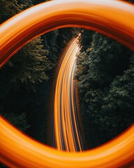 Aufkleber - Immersive Digital Motion Cyberpunk Forest Light Trail Visualization - Dynamic Urban Mobility Concept for Next-Gen Creative Technology Narratives