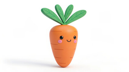 Aufkleber - 3D rendered cute carrot with smiling face and minimal style, featuring smooth textures and vibrant colors, stands out against white background