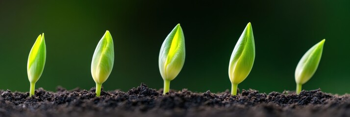 Aufkleber - Botanical Growth Progression Eco-Conscious Emerging Sprouts in Regenerative Soil - Sustainable Agriculture, Mindful Cultivation and Environmental Resilience Visualization