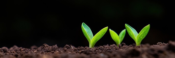 Aufkleber - Regenerative Growth Narrative Vibrant Green Seedlings Emerging Through Rich Soil - Sustainable Agriculture, Climate Resilience and Eco-Innovation Visual Metaphor