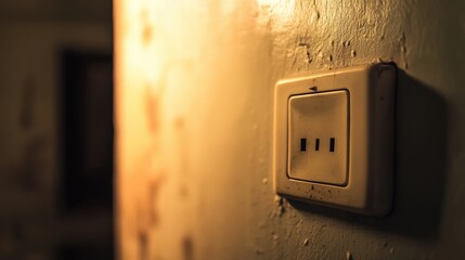 Poster - A haunted house where a flickering light switch mysteriously turns on and off by itself.