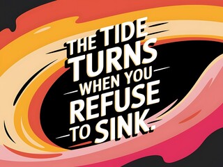 Poster - The tide turns when you refuse to sink. Typography and Colorful Background Motivational Quote T-shirt Design Illustration