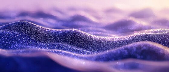 Poster - Lavender and Dusty Blue Glitter Waves, shimmering particles create an ethereal atmosphere, featuring elegant gradients and a soft bokeh effect for a dreamy, luxurious feel