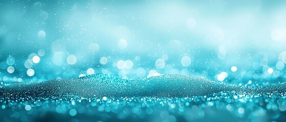 Poster - Shimmering Seafoam Dreamscape, an ethereal blend of soft green and pale cyan hues, features delicate waves of sparkling particles and an enchanting, atmospheric depth.