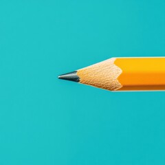 Aufkleber - Minimalist Learning Revolution Sharp Yellow Pencil on Vibrant Teal - Empowering Educational Innovation and Creative Problem-Solving Strategies for Gen Z Learners