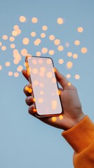Leinwandbilder - Immersive Digital Connection Gen Z Minimalist Smartphone Interface with Soft Bokeh Lighting - Innovative Tech Lifestyle and Emotional User Experience