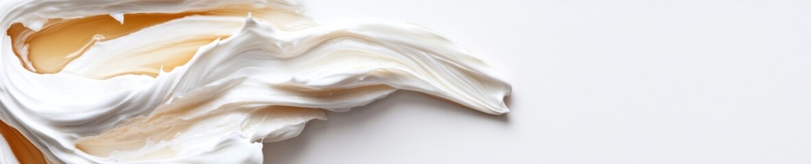 Aufkleber - Minimalist Fabric Flow Ethereal Textile Dynamics Capturing Contemporary Design Aesthetic in Soft White and Warm Amber Tones for Premium Visual Storytelling