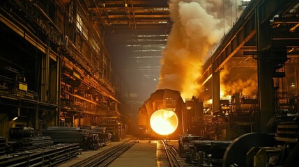 Poster - A high-tech foundry, where steel is alloyed with other metals to create specialized materials for aerospace engineering