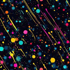 Poster - Layered Neon Dot Spatter Patterns Vibrant Trendy Design for Digital Projects