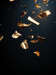 Poster - Metallic Gold Luxury Celebration Dynamic Falling Foil Fragments Capturing Opulent Festive Energy - Premium Event Marketing Visual