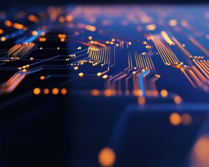 Leinwandbilder - Futuristic Digital AI Circuit Architecture Luminescent Quantum Computing Interface Visualizing Cutting-Edge Technology Innovation for Next-Generation Machine Learning Ecosystems