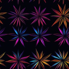 Poster - Vibrant Neon Starburst Pattern Dynamic Rays for Digital Designs