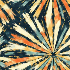 Poster - Vibrant Starburst Watercolor Seamless Pattern Organic Flowing Rays Design